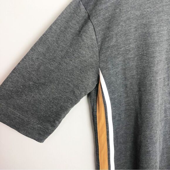 ZARA | Gray Sweatshirt Shift Dress Yellow White Side Stripe Women’s Size Medium - Picture 4 of 9